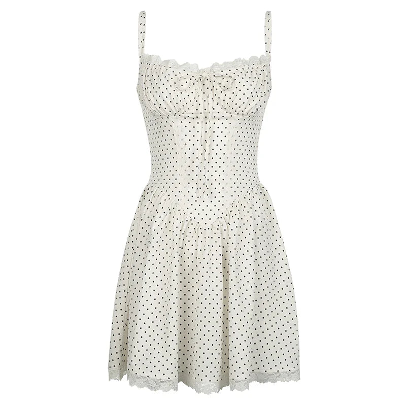 A-line dress with polka dots and lace hem