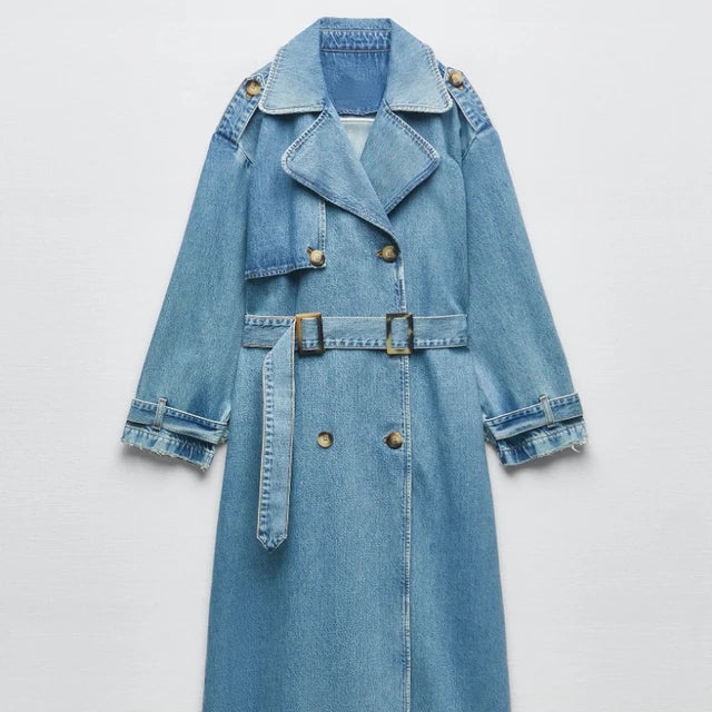 Women's trench coat in a trendy denim look