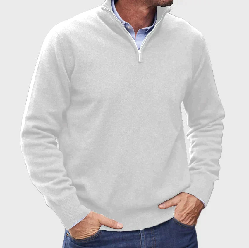 Men - Sweater - Zip-Up - Cashmere Look