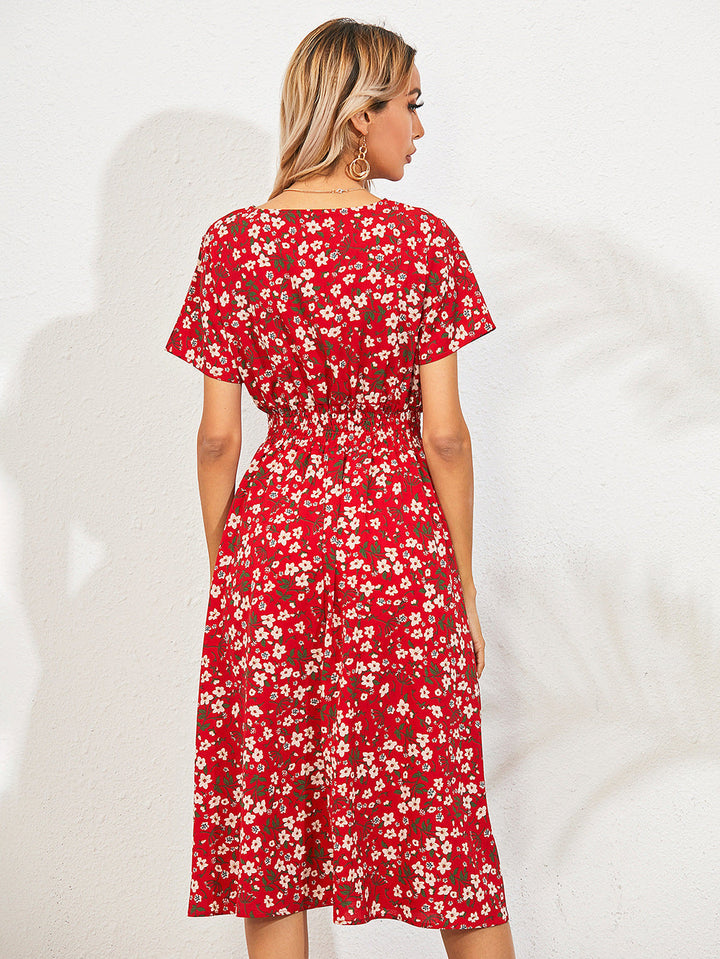 High-quality elegant summer dress with floral print