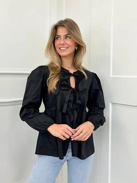 Blouse with bow detail