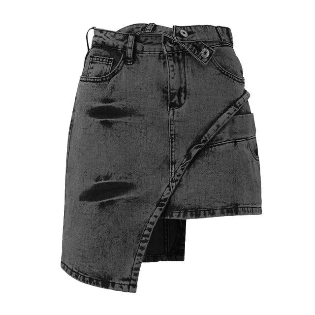 Distressed denim shorts with acid wash