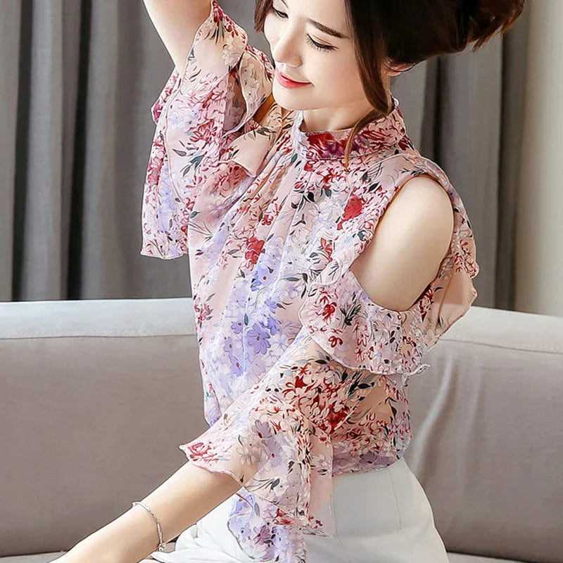 Chiffon blouse with butterfly sleeves