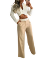 Long-sleeved top with lapel and trouser set