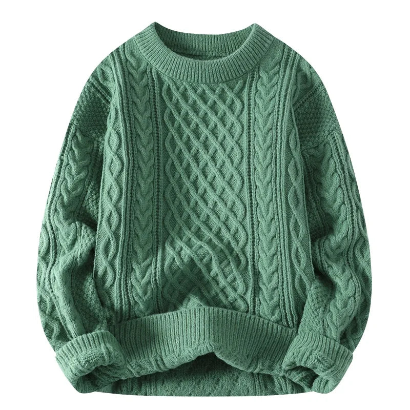 Men's - Cable Knit Crew Neck Jumper - Vintage Style