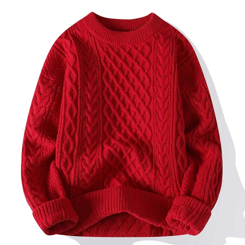 Men's - Cable Knit Crew Neck Jumper - Vintage Style