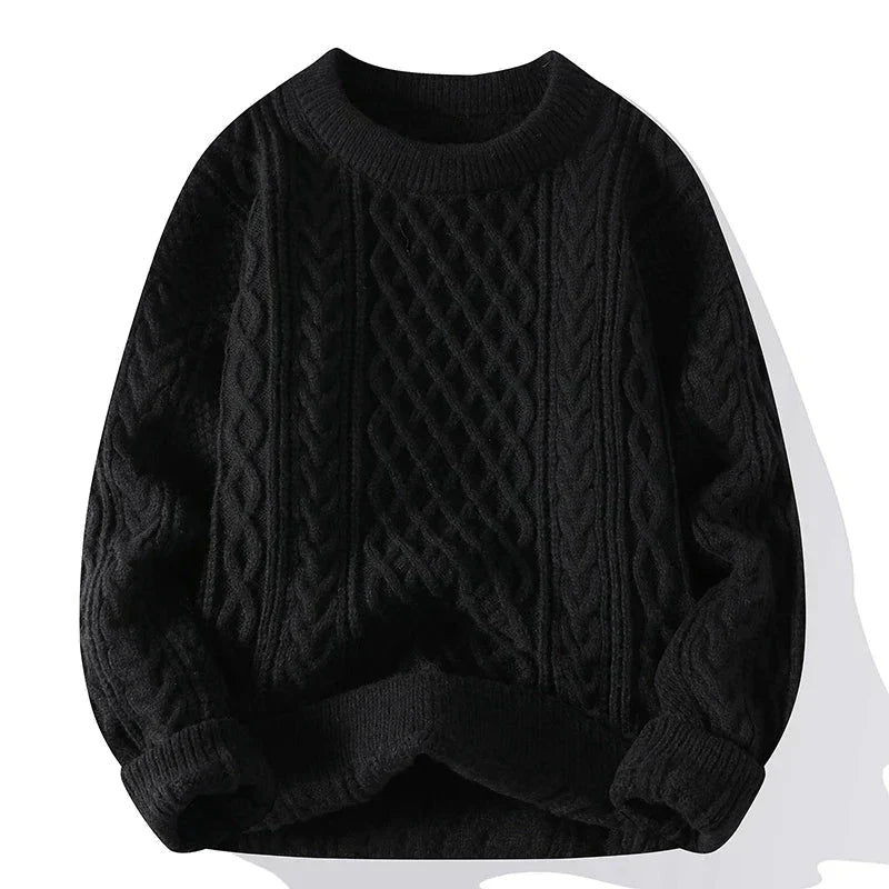 Men's - Cable Knit Crew Neck Jumper - Vintage Style
