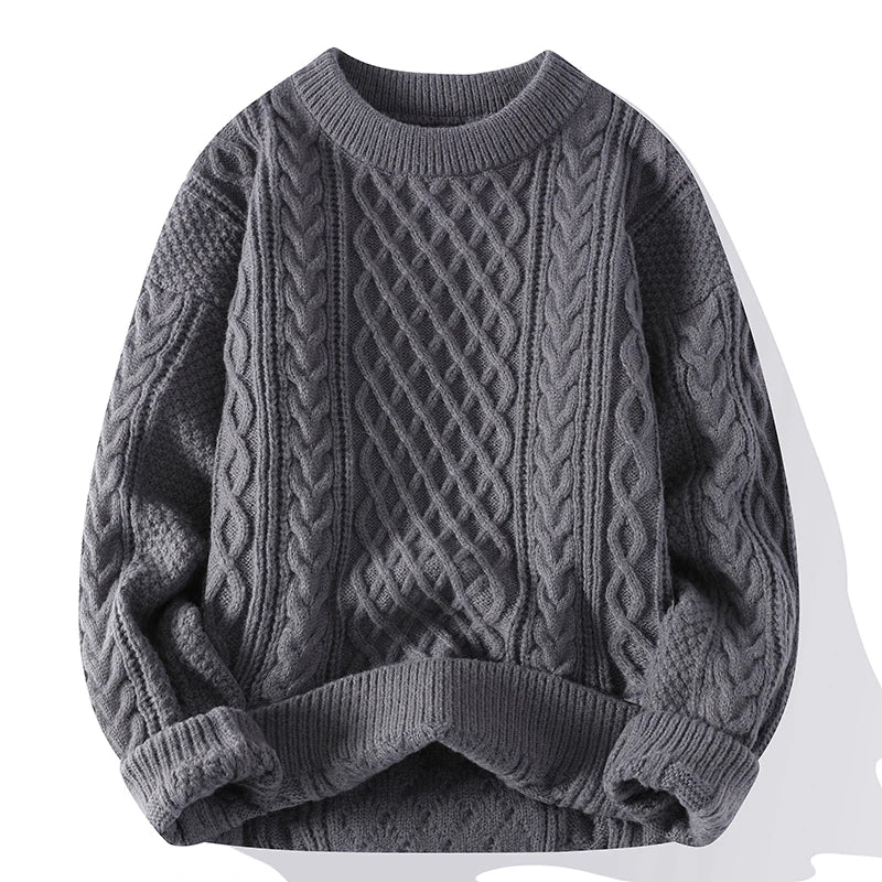 Men's - Cable Knit Crew Neck Jumper - Vintage Style