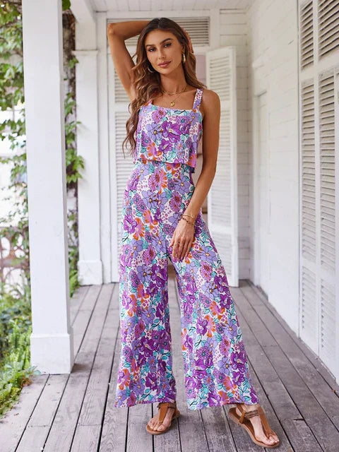 Jumpsuit With Wide Legs and Flowers