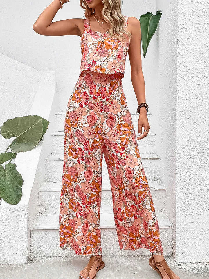 Jumpsuit With Wide Legs and Flowers