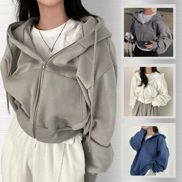 Oversized hoodie with zip for women