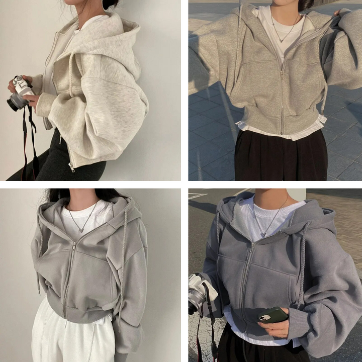 Oversized zip-up hoodie for women