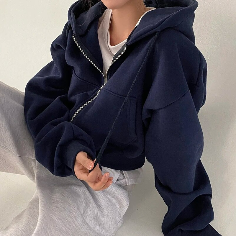 Oversized hoodie with zip for women