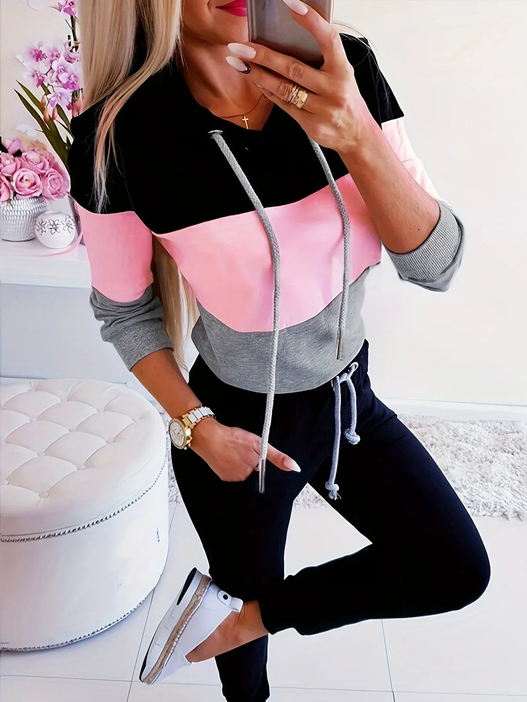 Ladies hooded top