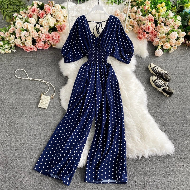 Jumpsuit with polka dot pattern