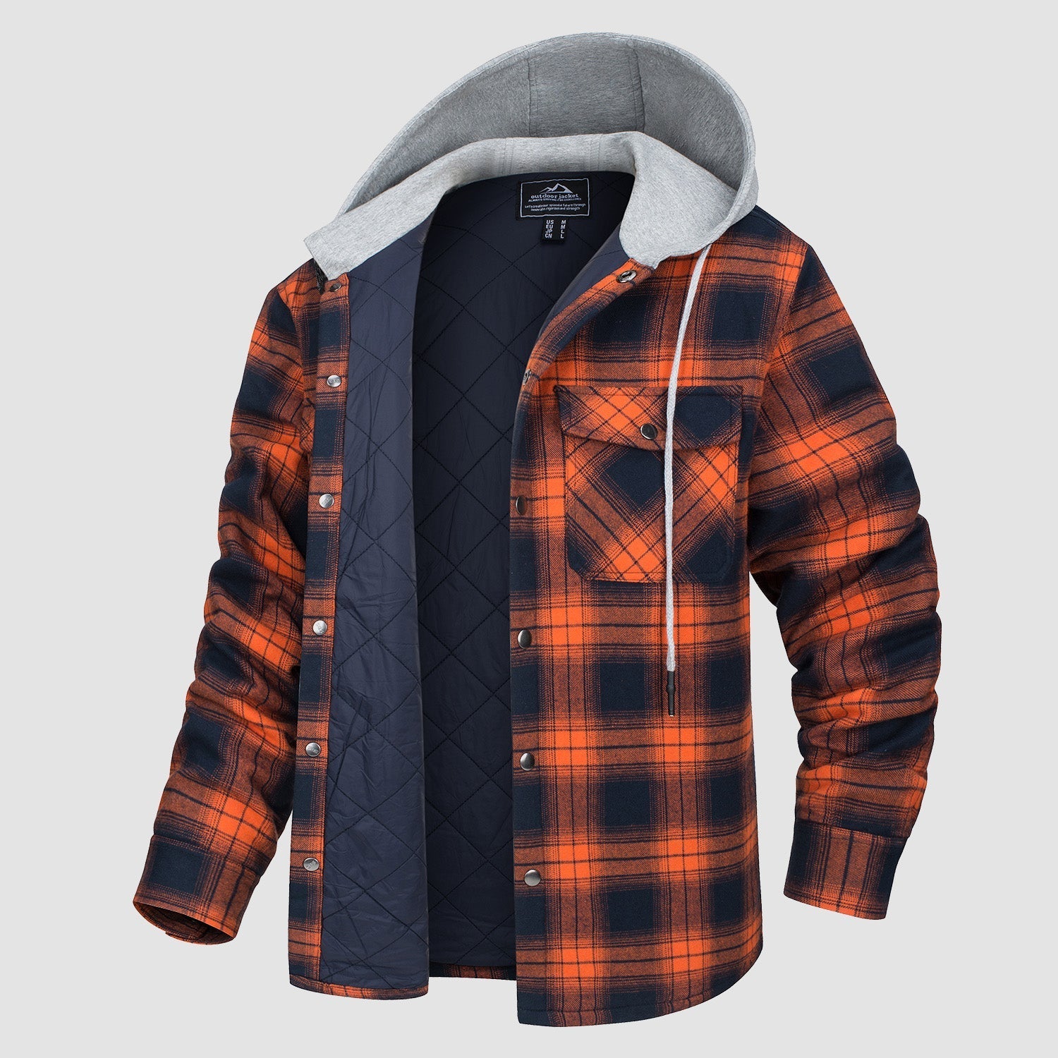 Men's - Quilted Flannel Jacket – Hooded, Warm Design – Casual Outerwear