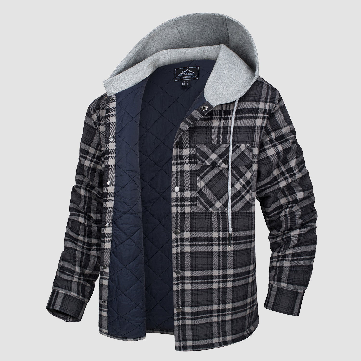 Men's - Quilted Flannel Jacket – Hooded, Warm Design – Casual Outerwear