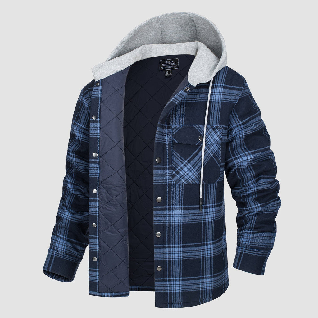 Men's - Quilted Flannel Jacket – Hooded, Warm Design – Casual Outerwear