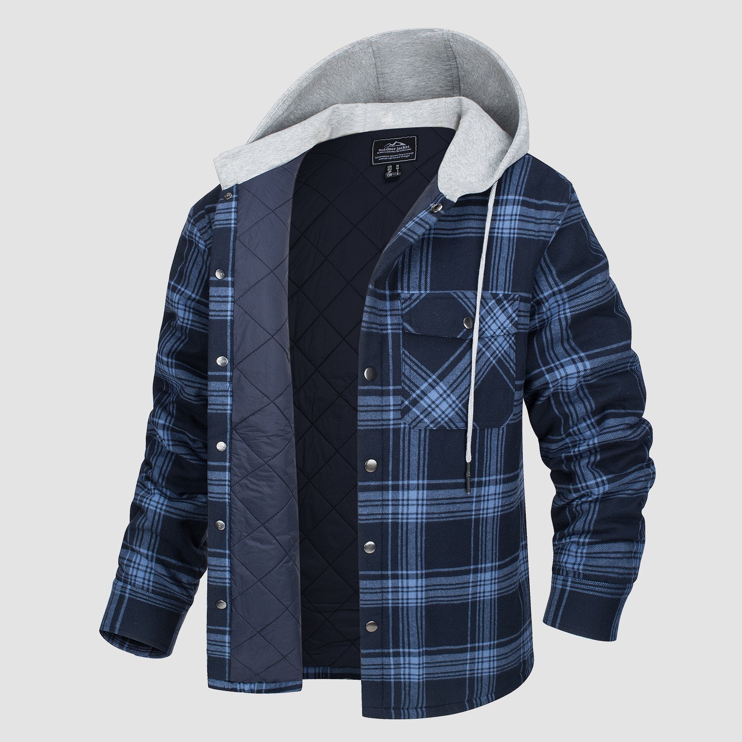 Men's - Quilted Flannel Jacket – Hooded, Warm Design – Casual Outerwear
