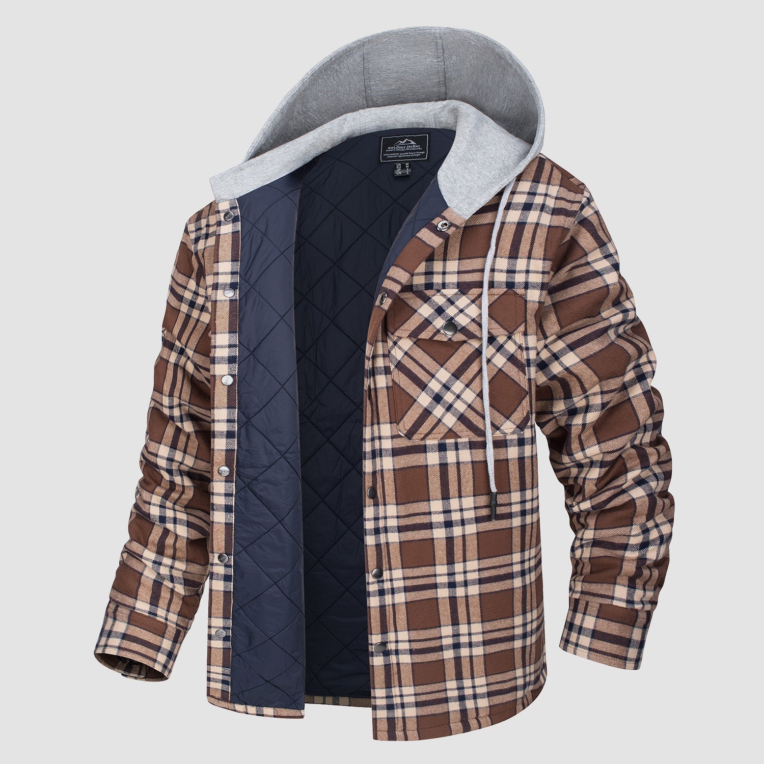 Men's - Quilted Flannel Jacket – Hooded, Warm Design – Casual Outerwear