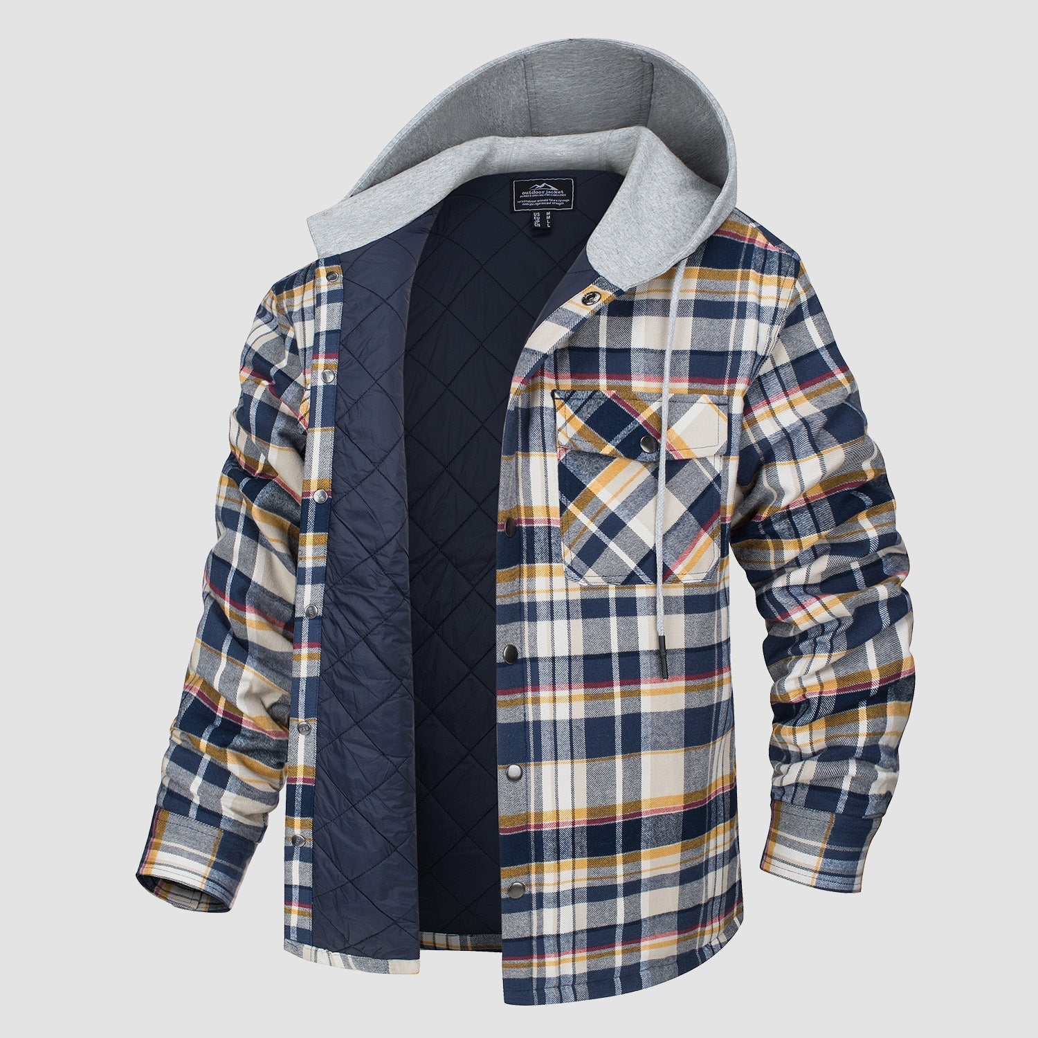 Men's - Quilted Flannel Jacket – Hooded, Warm Design – Casual Outerwear