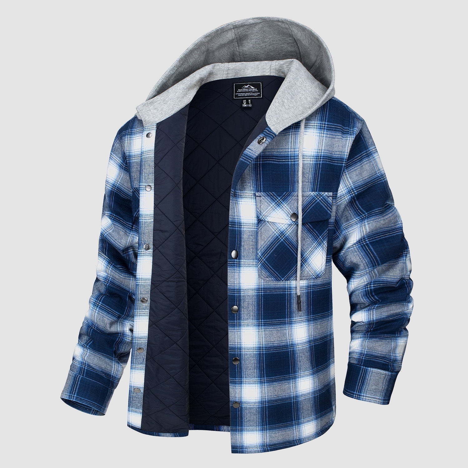 Men's - Quilted Flannel Jacket – Hooded, Warm Design – Casual Outerwear
