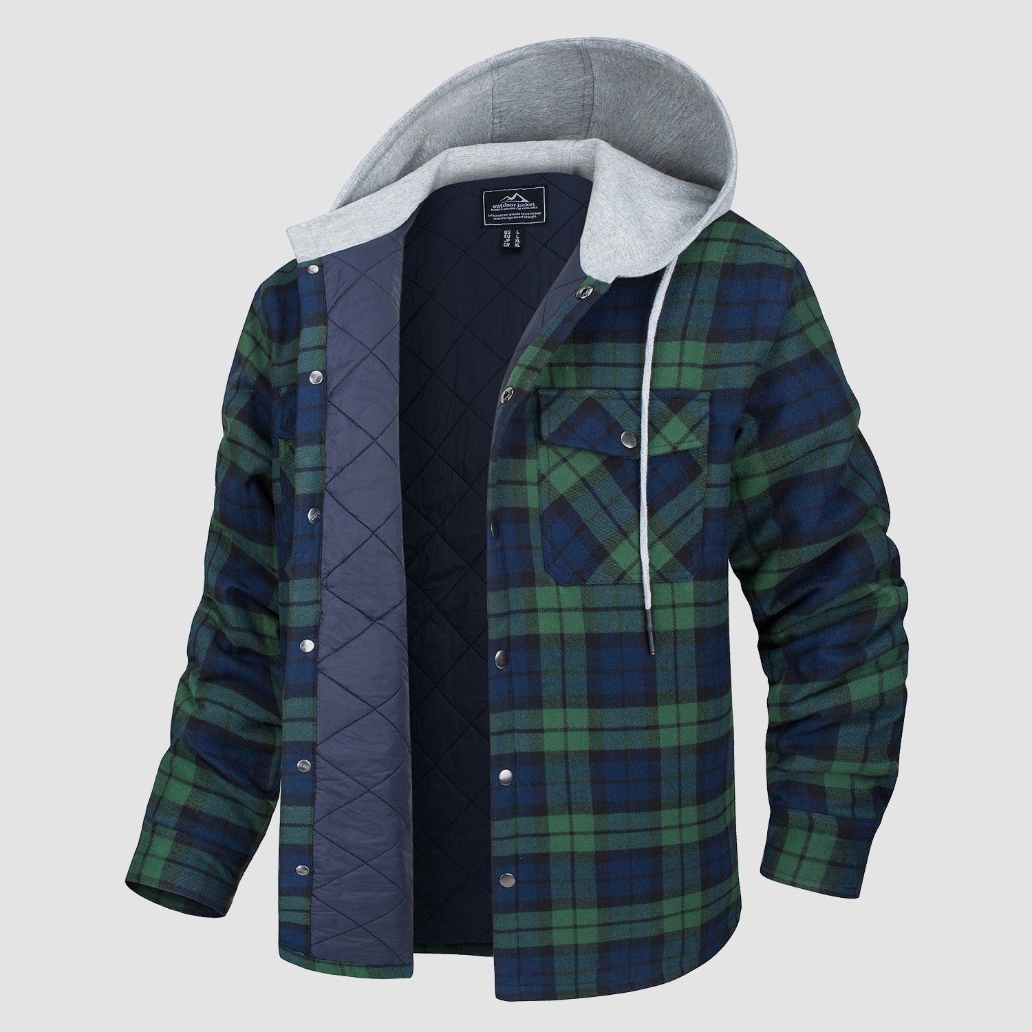 Men's - Quilted Flannel Jacket – Hooded, Warm Design – Casual Outerwear