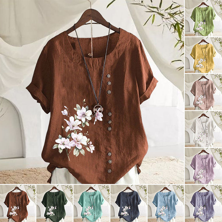 Floral cotton and linen shirt