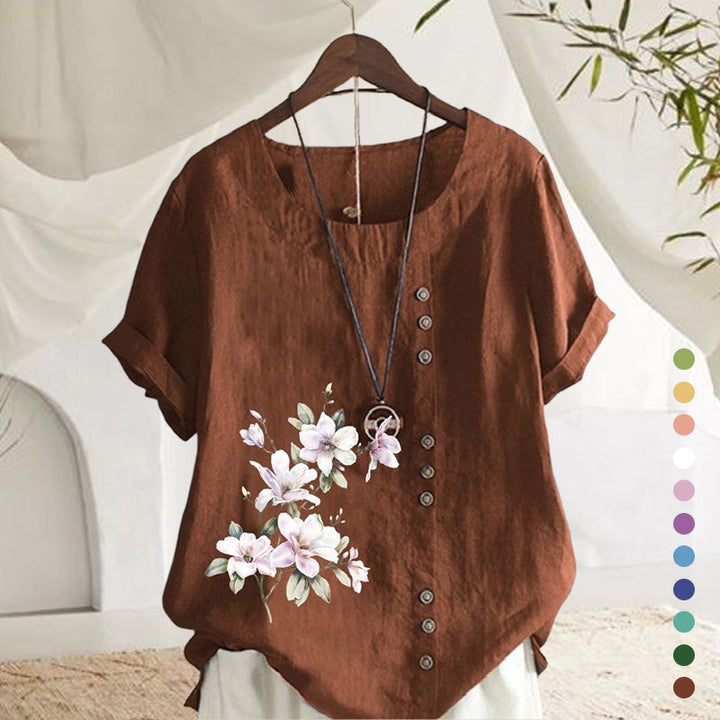 Floral cotton and linen shirt