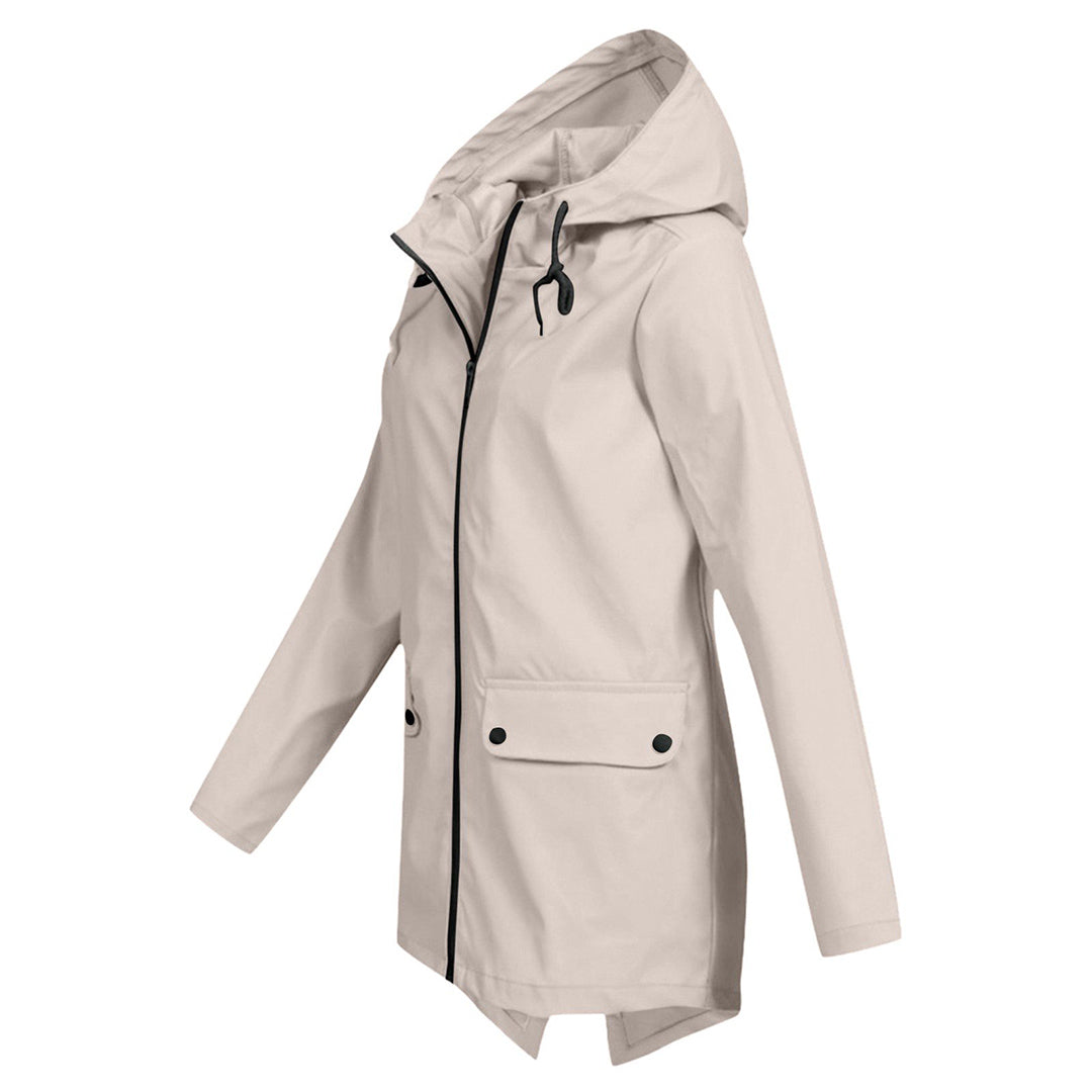 Long mackintosh with hood for women