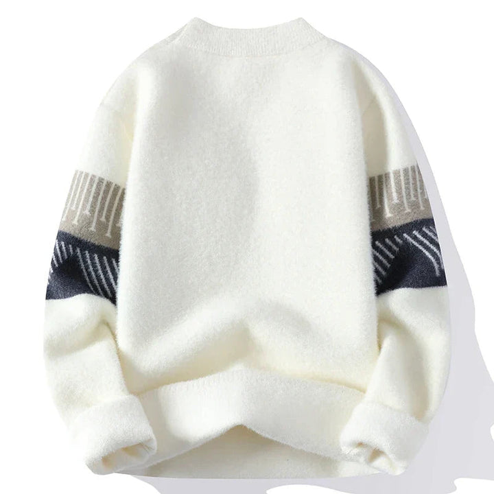 Men's - Geometric Pattern Crew Neck Sweater - Warm, Stylish, and Comfortable - Perfect for Fall Fashion