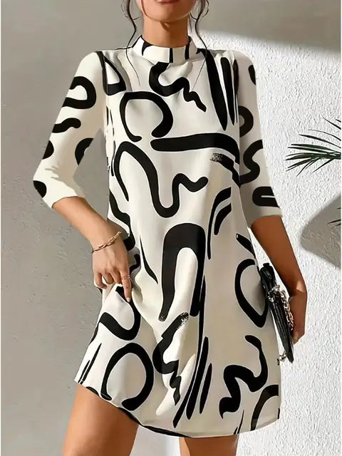 Ladies printed long sleeve mini dress