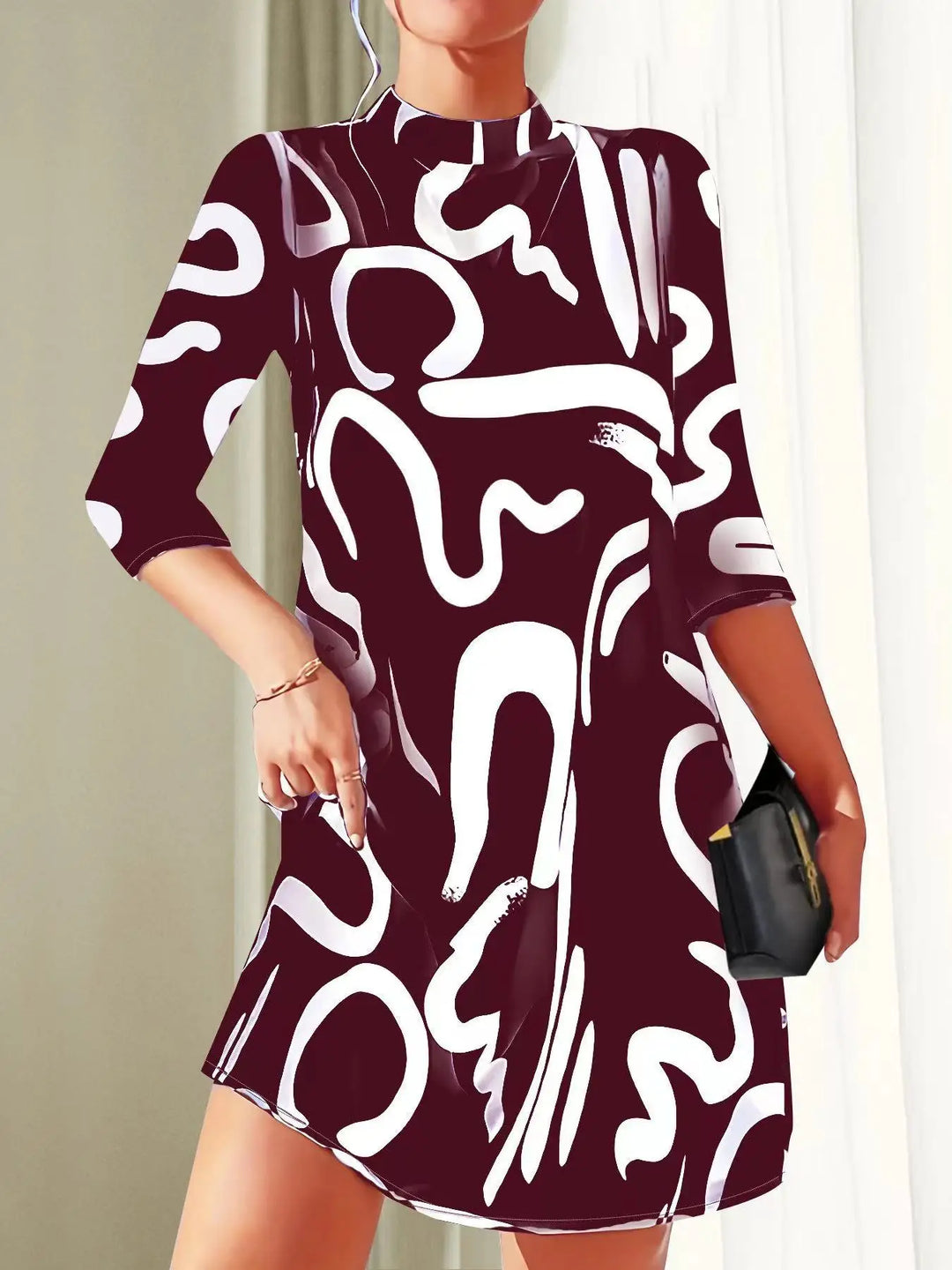 Ladies printed long sleeve mini dress