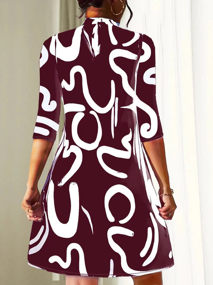 Ladies printed long sleeve mini dress