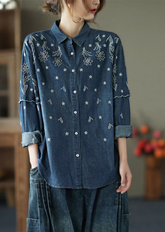Women's - Stylish Blouse - Floral Embroidered Design - Comfortable Fabric - Perfect for Casual and Smart-Casual Looks