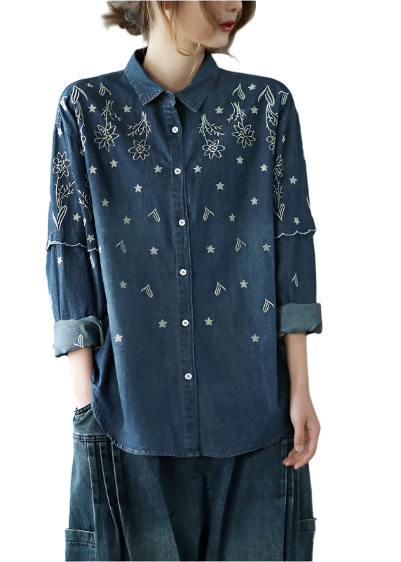 Women's - Stylish Blouse - Floral Embroidered Design - Comfortable Fabric - Perfect for Casual and Smart-Casual Looks