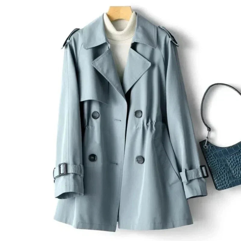 Women's - Double-Breasted Trench Coat - Adjustable Sleeve - Classic Design - Stylish Casual Outerwear