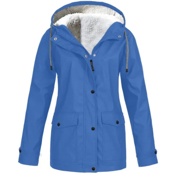 Wind and waterproof outdoor jacket with fleece lining