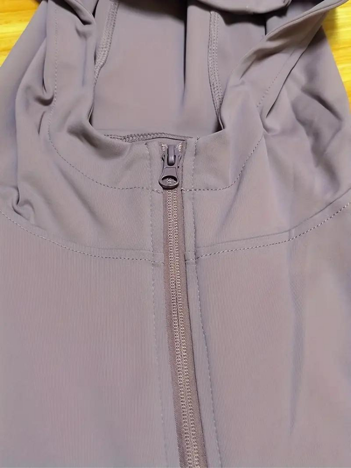 Quick-drying sports hooded jacket with zip