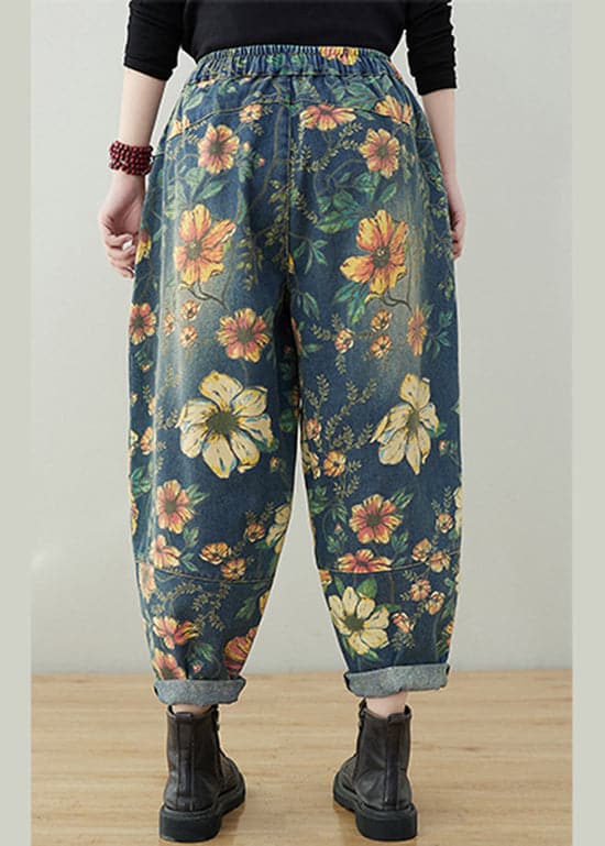 Printed trousers with drawstring