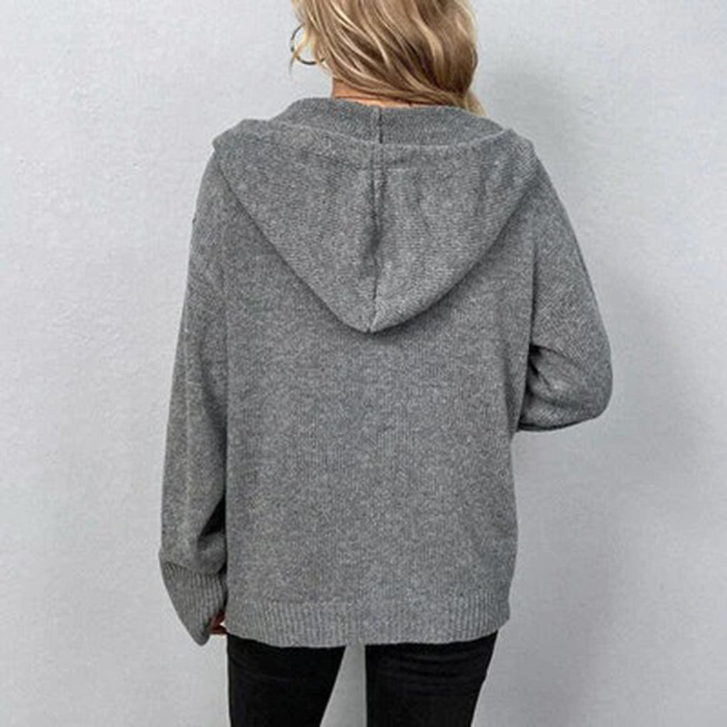 Women's - Hooded Knit Cardigan - Cosy & Stylish