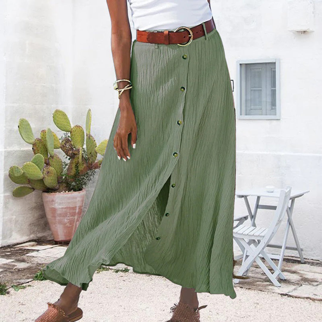 Maxi skirt with button placket