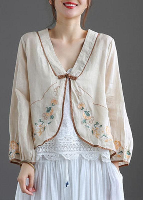 Embroidered cardigan with V-neck