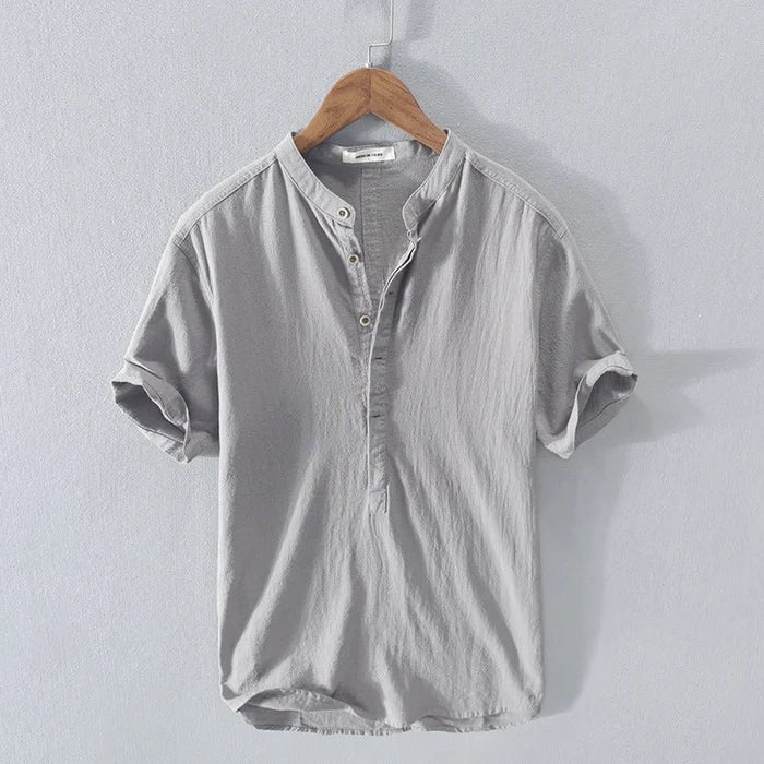 New Short Sleeve Linen Shirt For Men