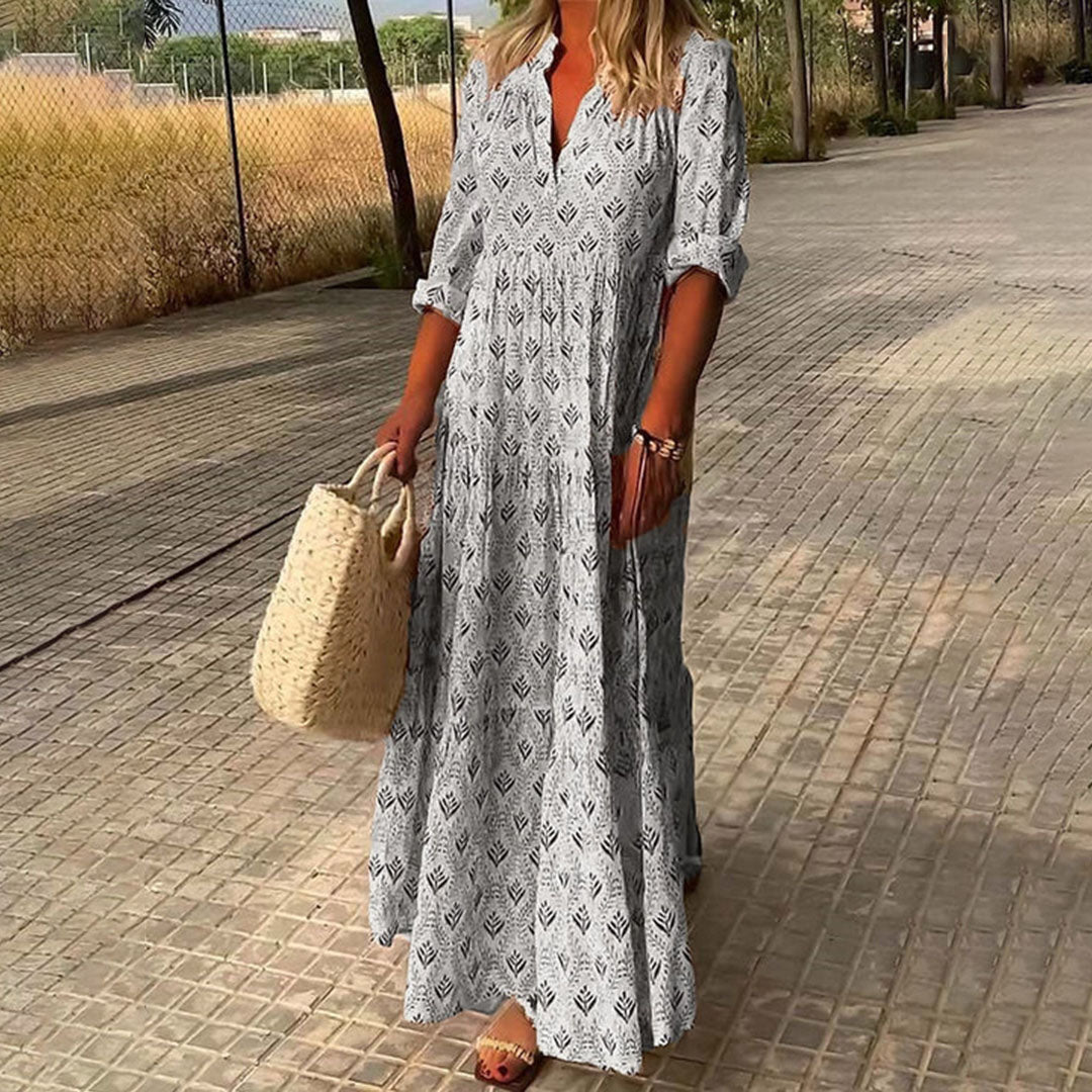 Women's - Elegant Boho Maxi Dress - Flowing Style