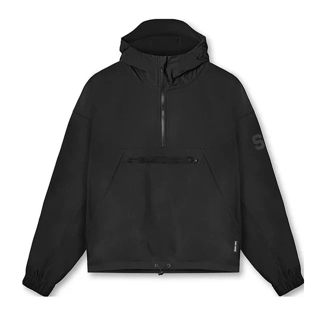 Elegant hooded windbreaker with zip pockets