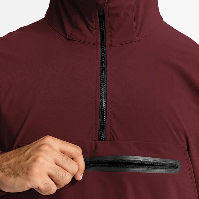 Elegant hooded windbreaker with zip pockets