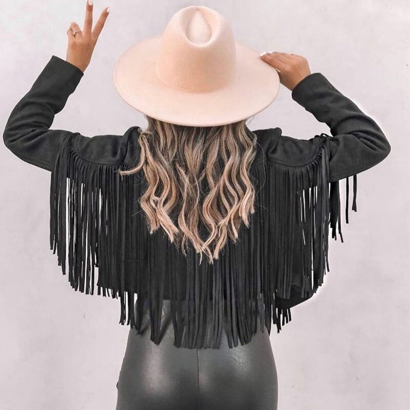 Suede jacket with fringes