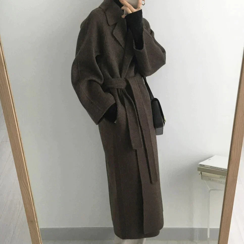 Classic warm long winter coat for women