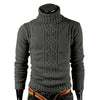 Turtleneck jumper in cotton with cable-knit pattern